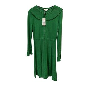 Boden Sweater Dress Womens 10R Abercorn Wool Blend Scalloped Collar Green NWT